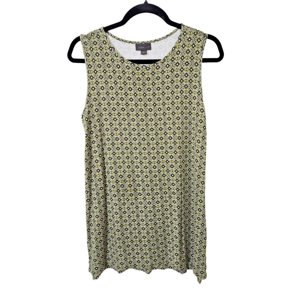 J. Jill Womens Green Geometric Pattern Sleeveless Top Size Small